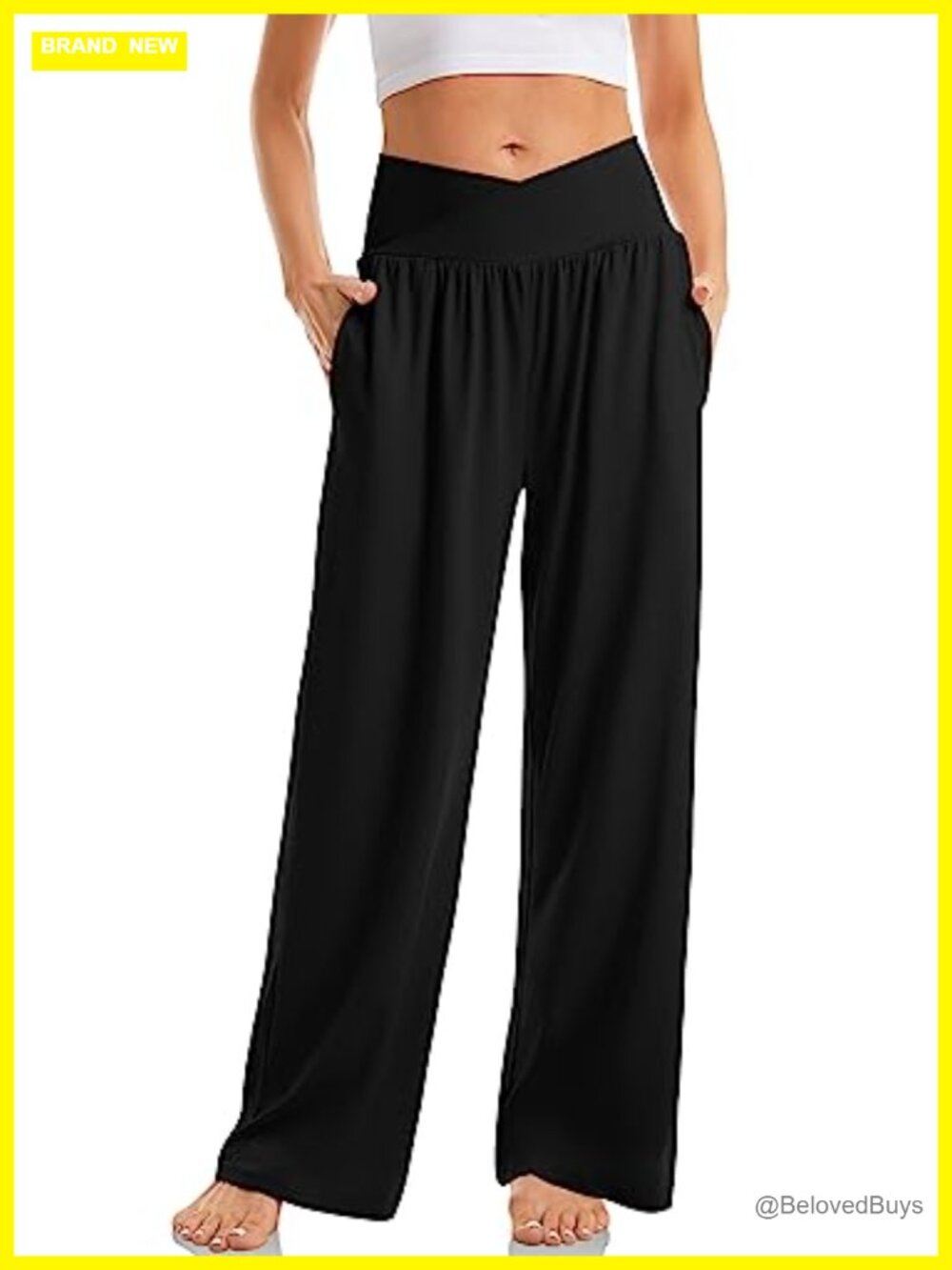 Womens Wide Leg Yoga Sweatpants High Waisted Loose Lounge Pants with Pockets